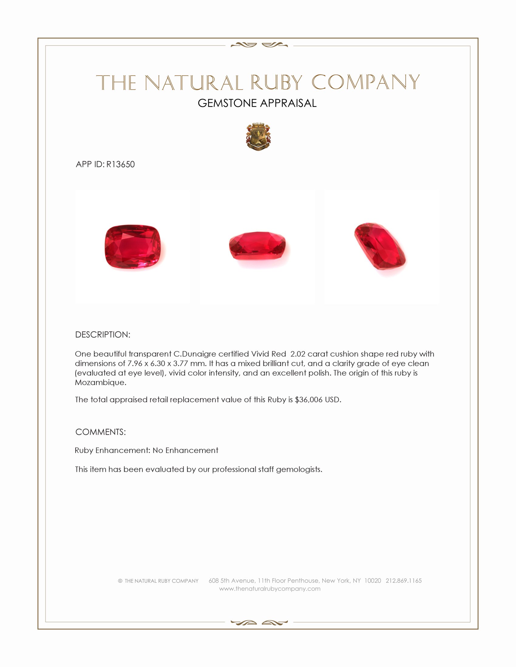 2.02 Ct. Ruby from Mozambique