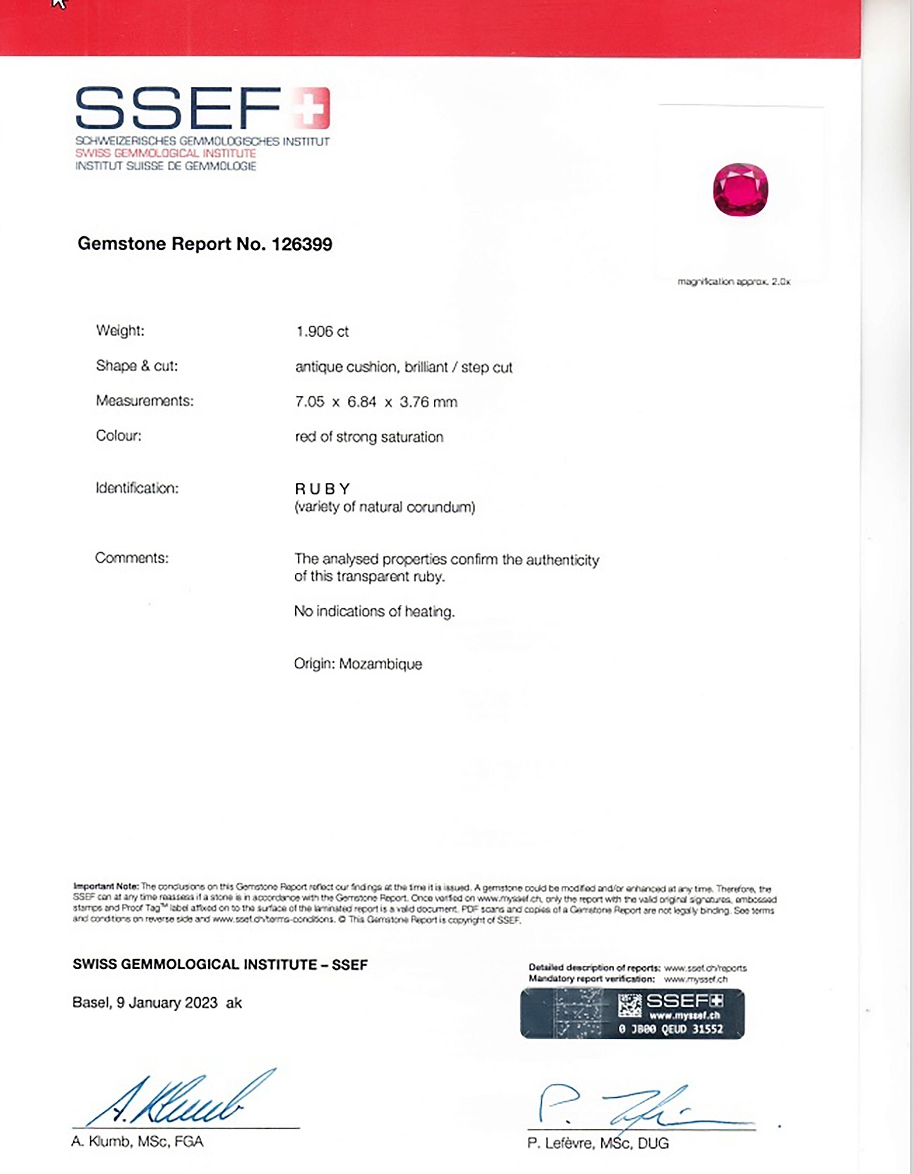 1.90 Ct. Ruby from Mozambique