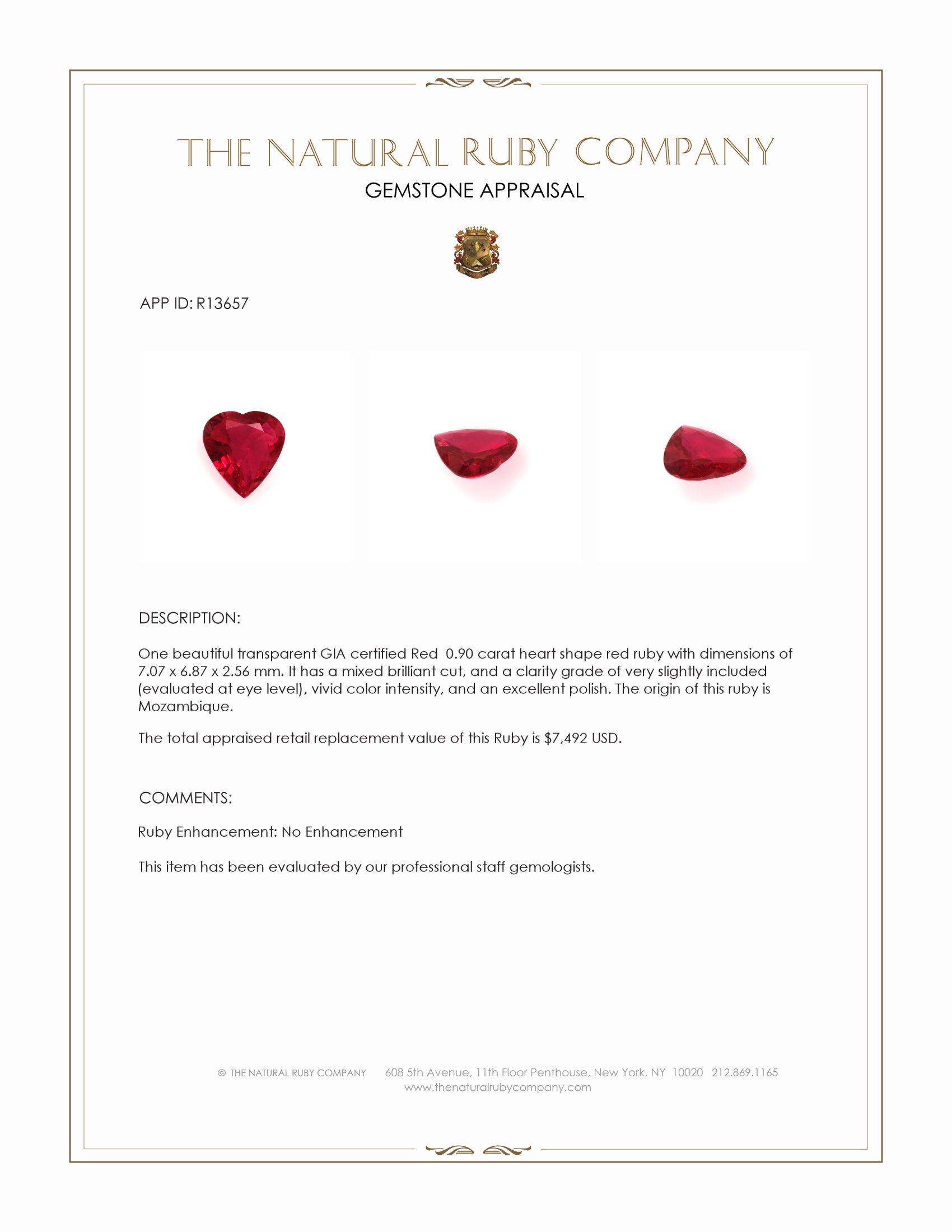 0.90 Ct. Ruby from Mozambique