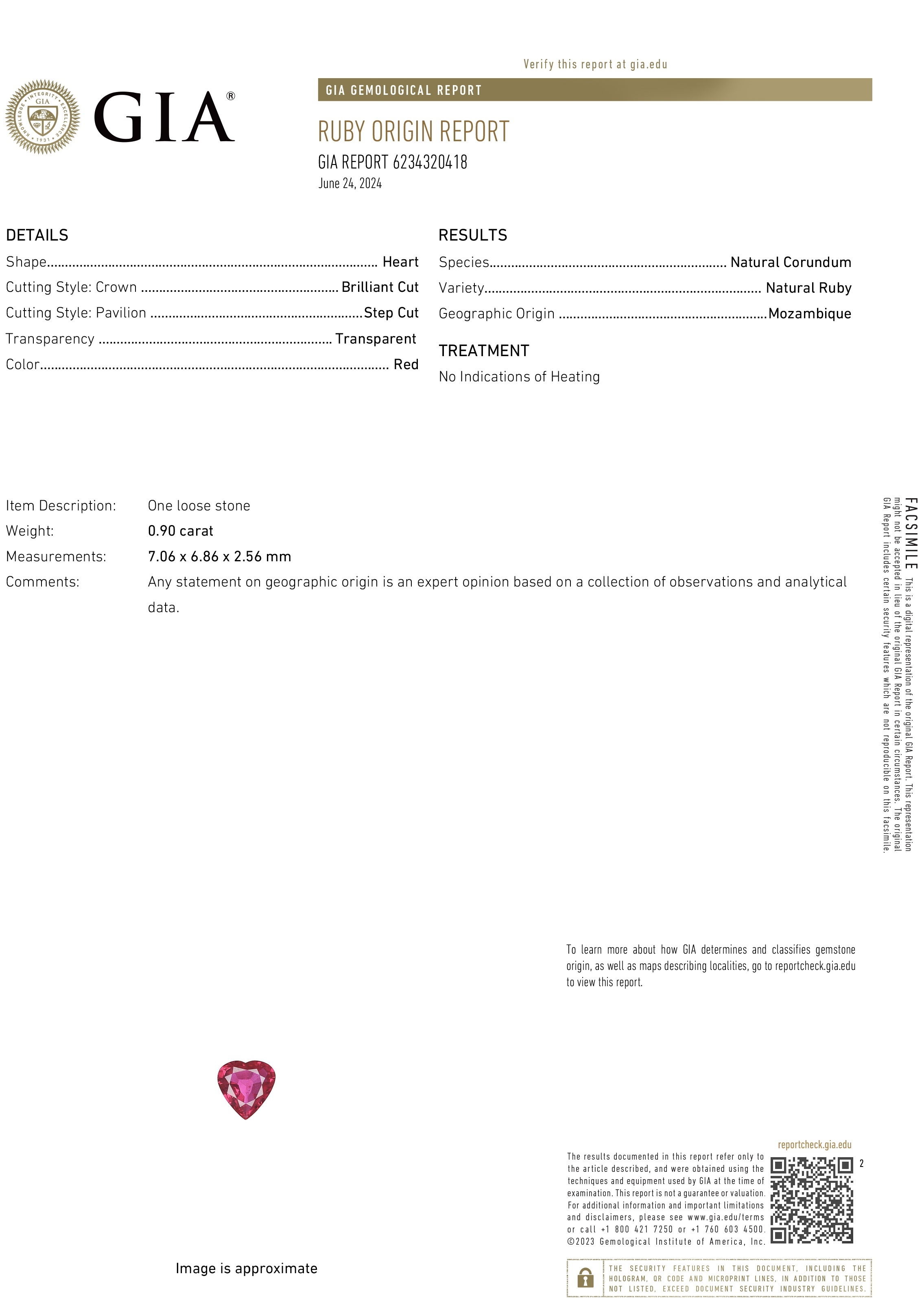 0.90 Ct. Ruby from Mozambique