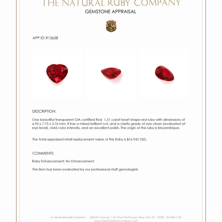 1.51 Ct. Ruby from Mozambique