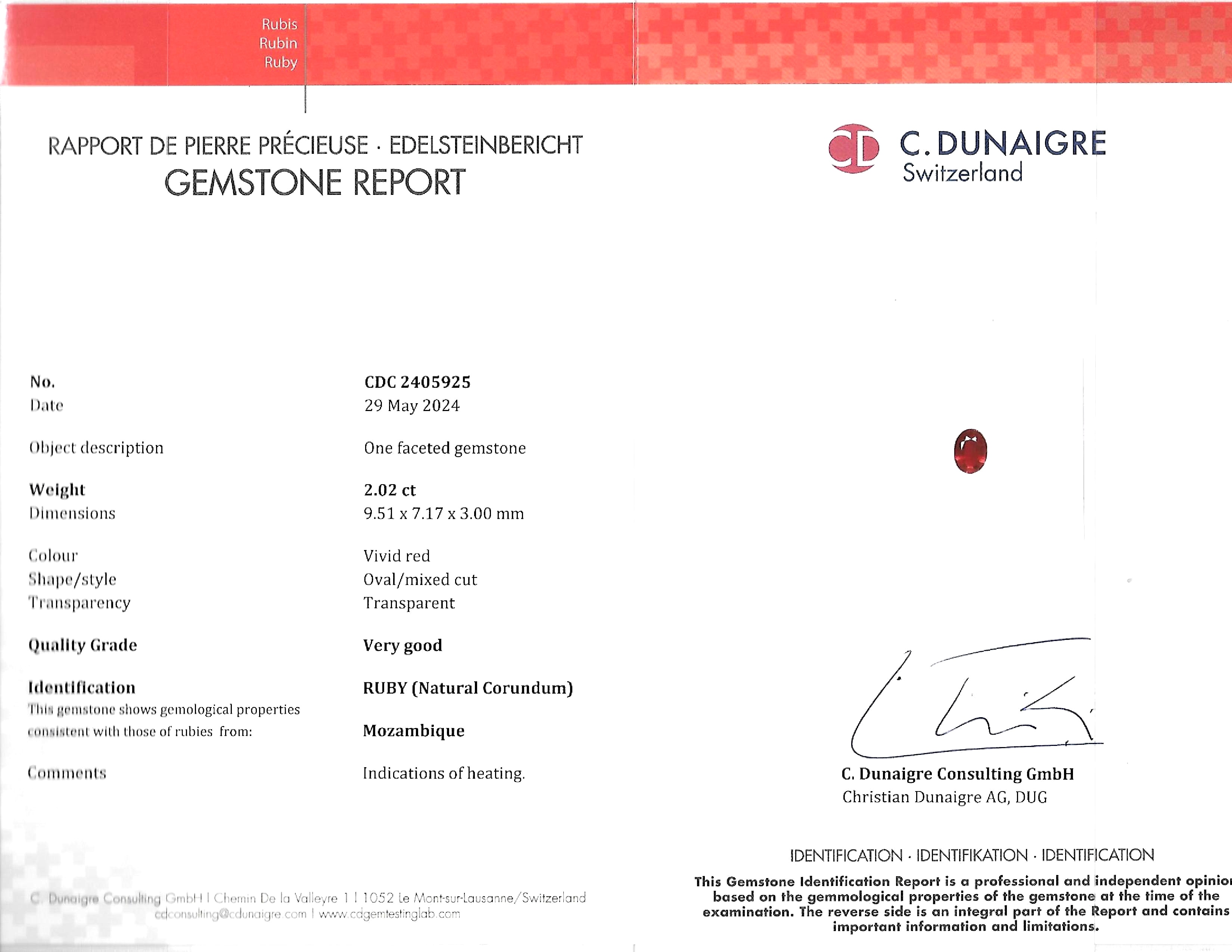 2.02 Ct. Ruby from Mozambique