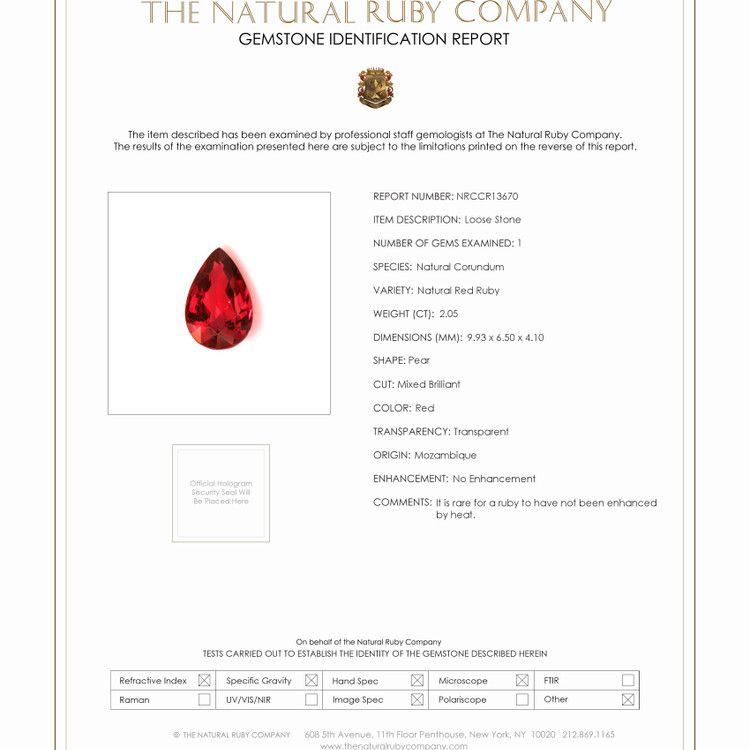 2.05 Ct. Ruby from Mozambique