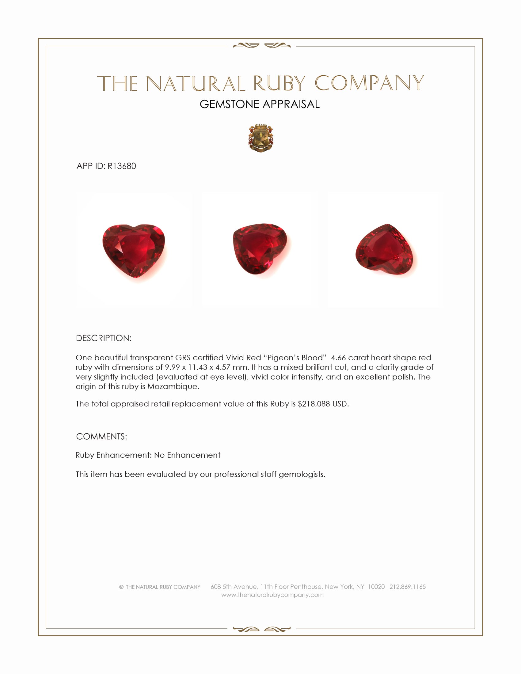 4.66 Ct. Ruby from Mozambique