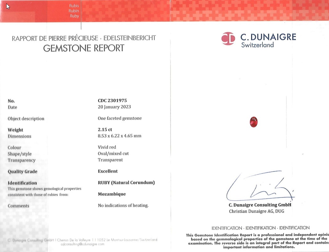 2.15 Ct. Ruby from Mozambique