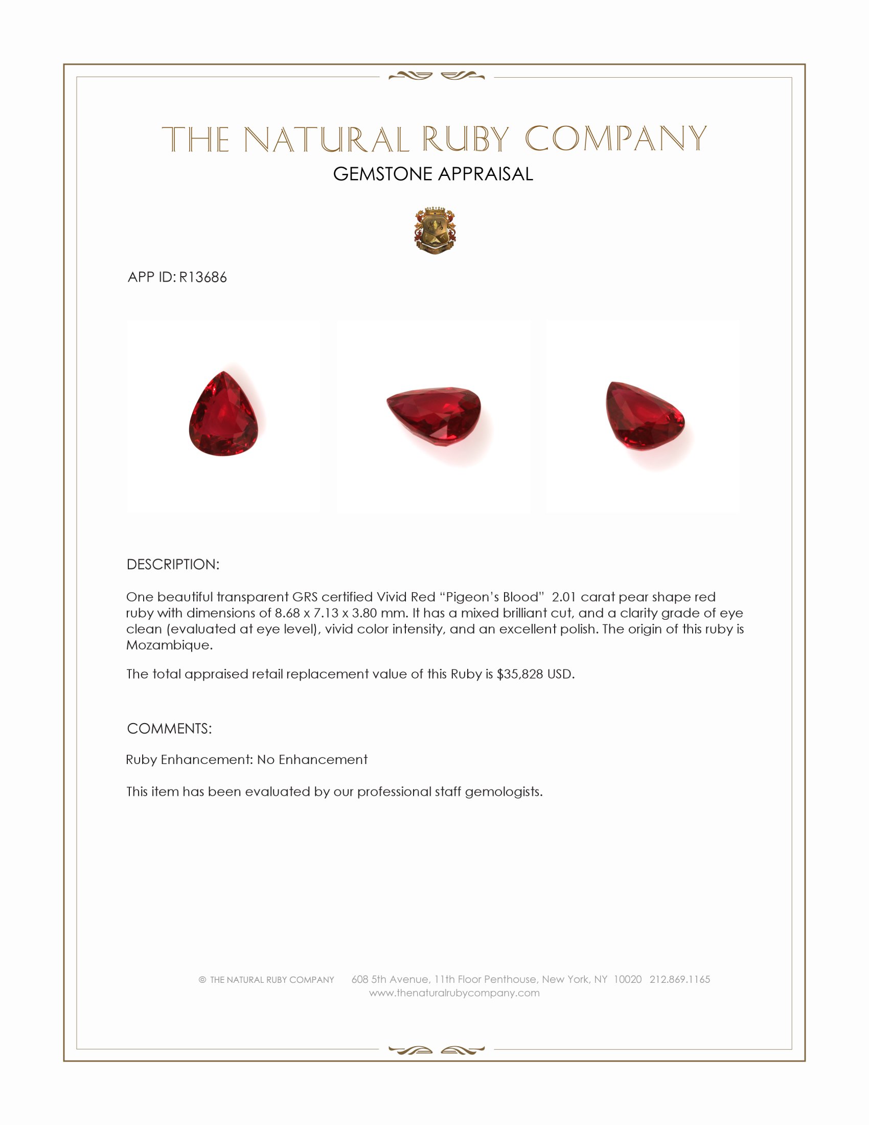 2.01 Ct. Ruby from Mozambique