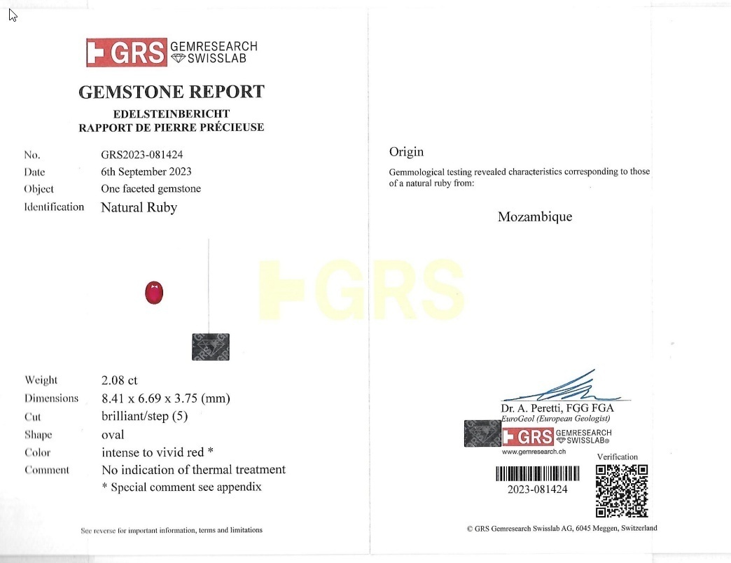 2.08 Ct. Ruby from Mozambique