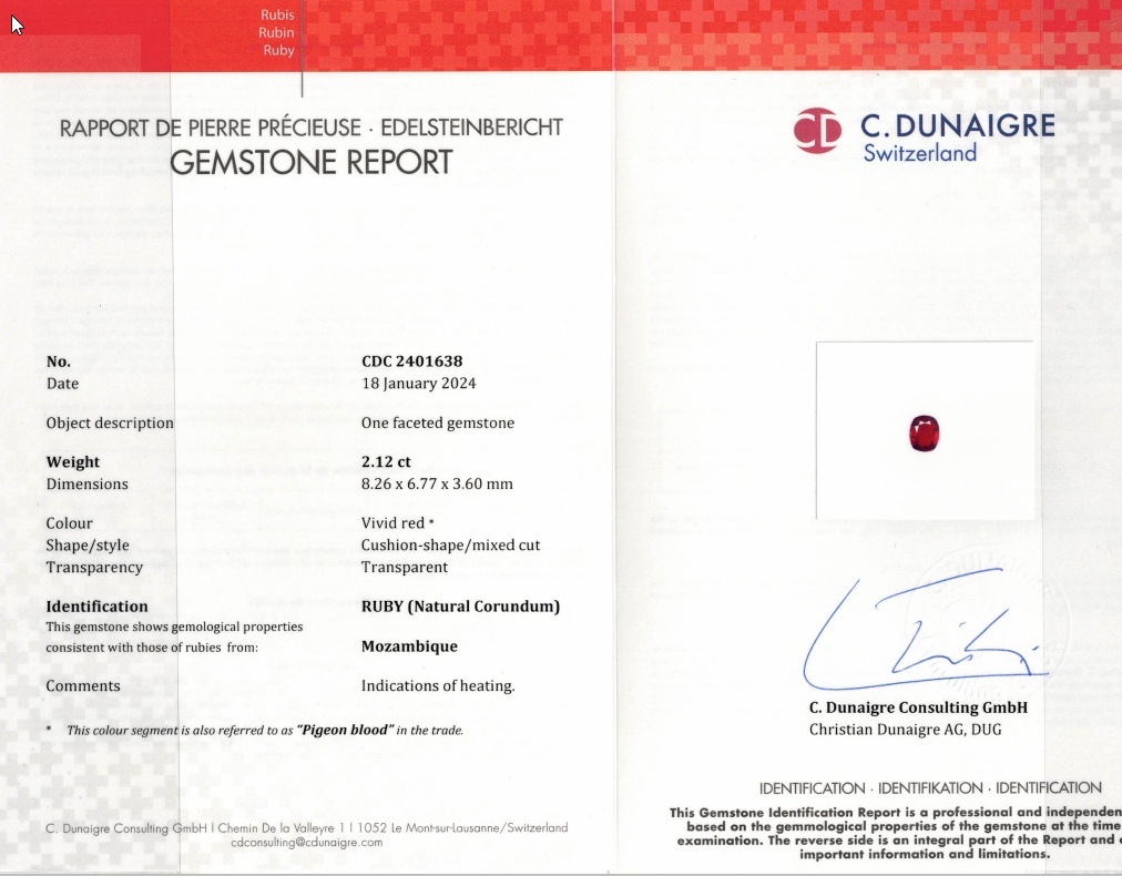 2.12 Ct. Ruby from Mozambique