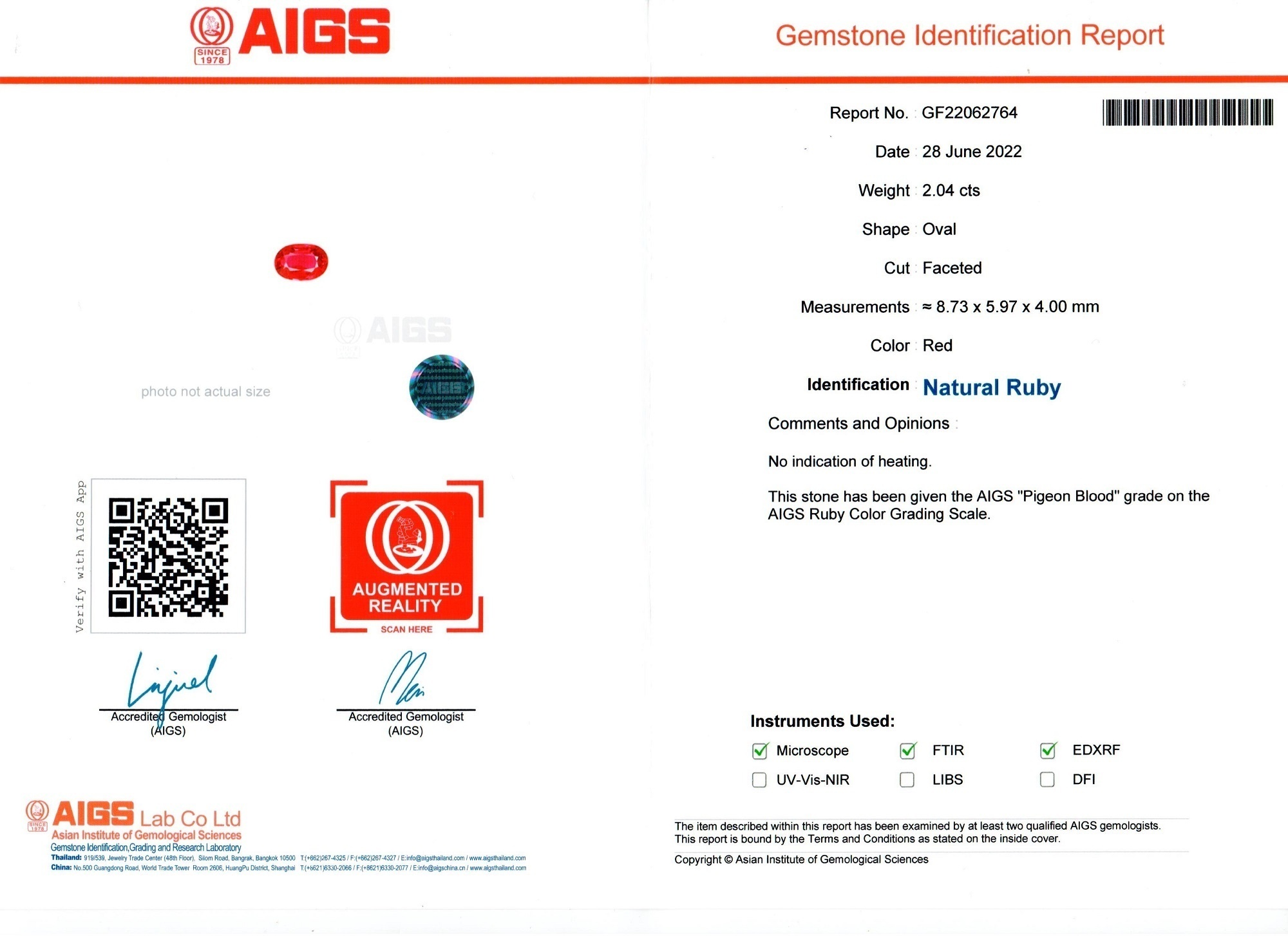 2.04 Ct. Ruby from Mozambique
