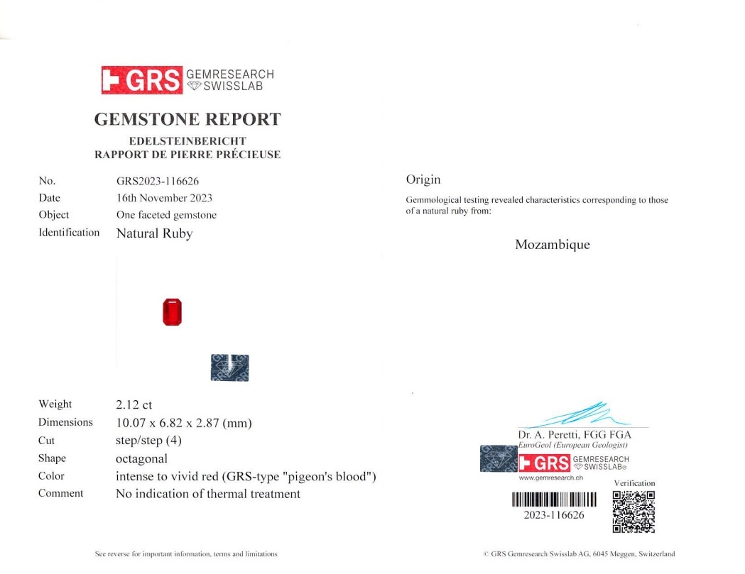 2.07 Ct. Ruby from Mozambique