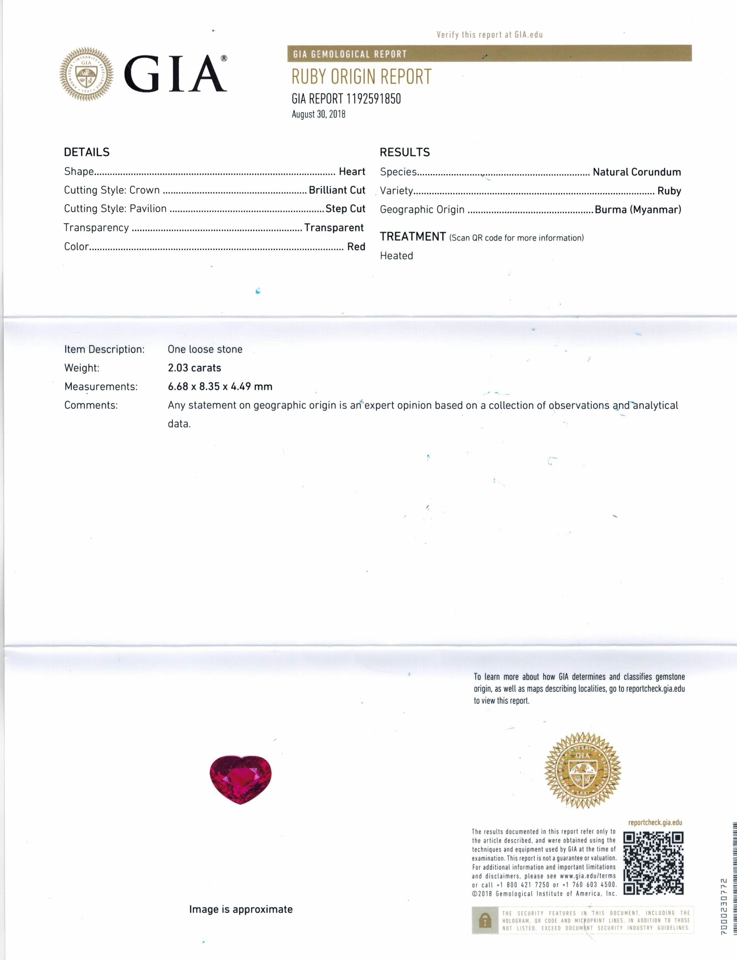 2.03 Ct. Ruby from Burma (Myanmar)
