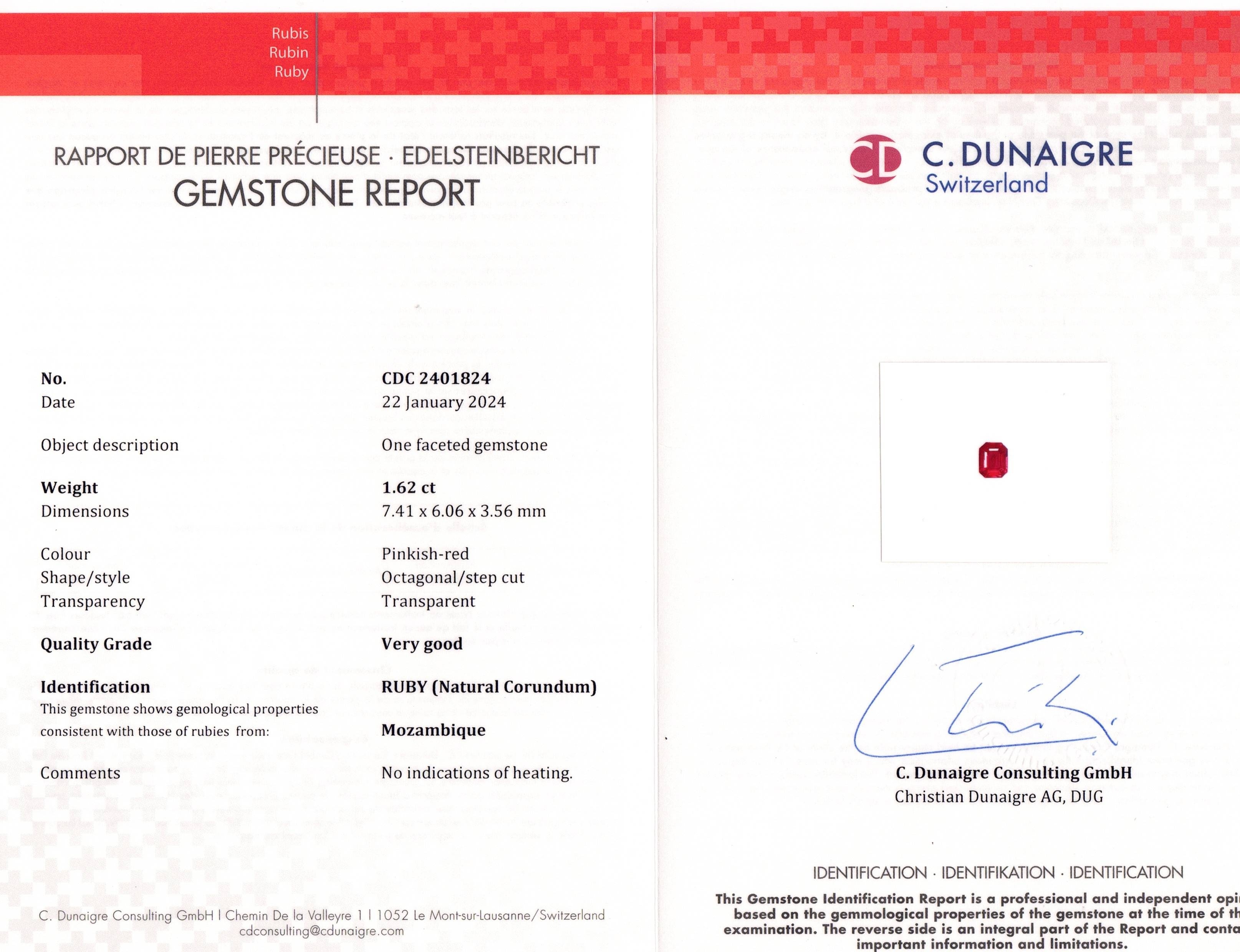 1.62 Ct. Ruby from Mozambique