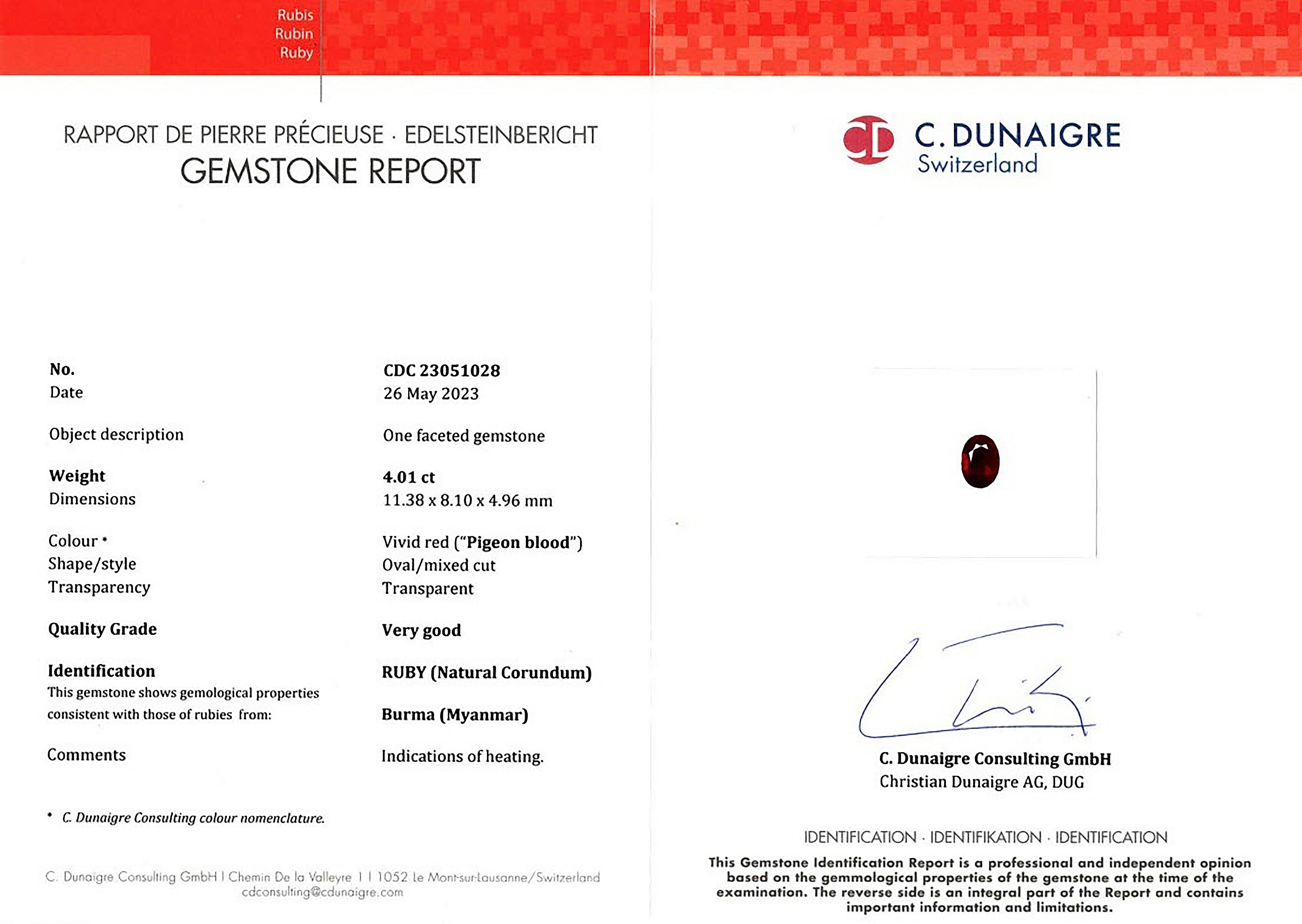 4.01 Ct. Ruby from Burma (Myanmar)