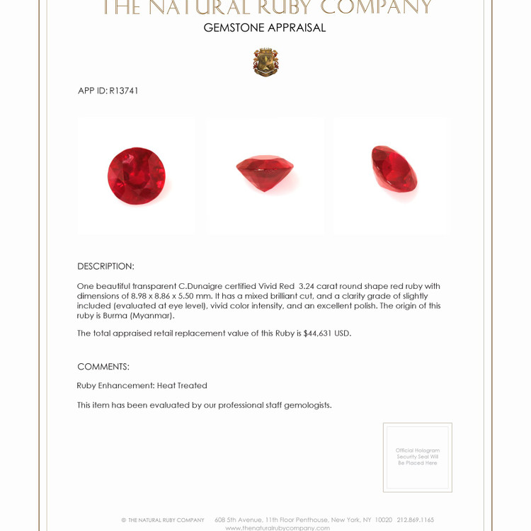 3.24 Ct. Ruby from Burma (Myanmar)