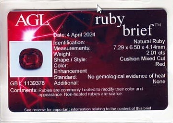 2.01 Ct. Ruby from Mozambique