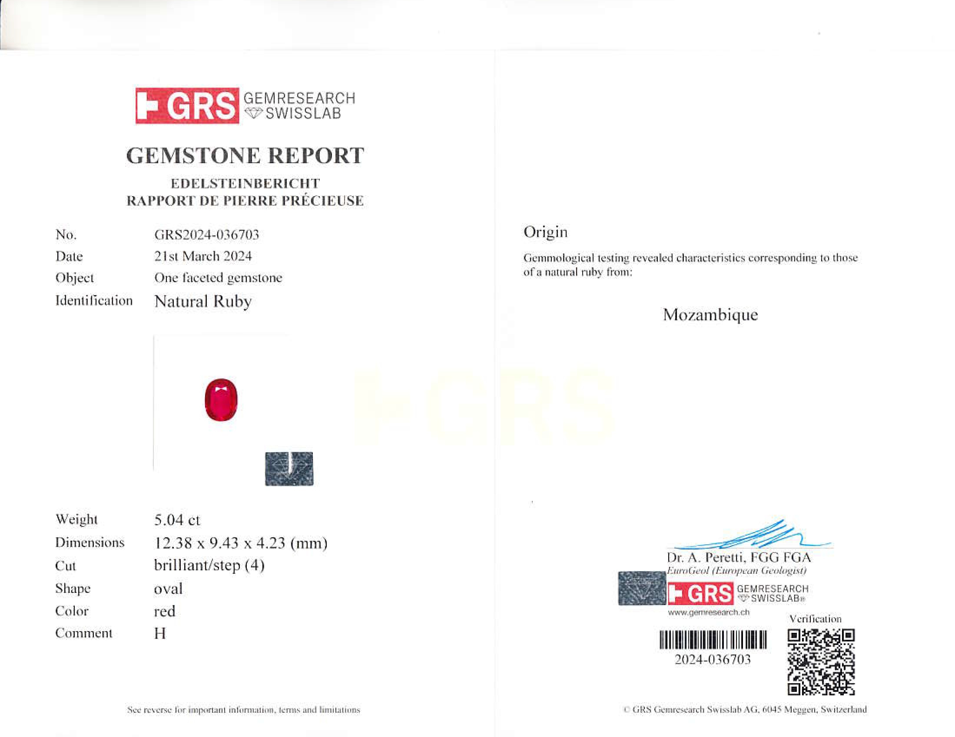 5.04 Ct. Ruby from Mozambique