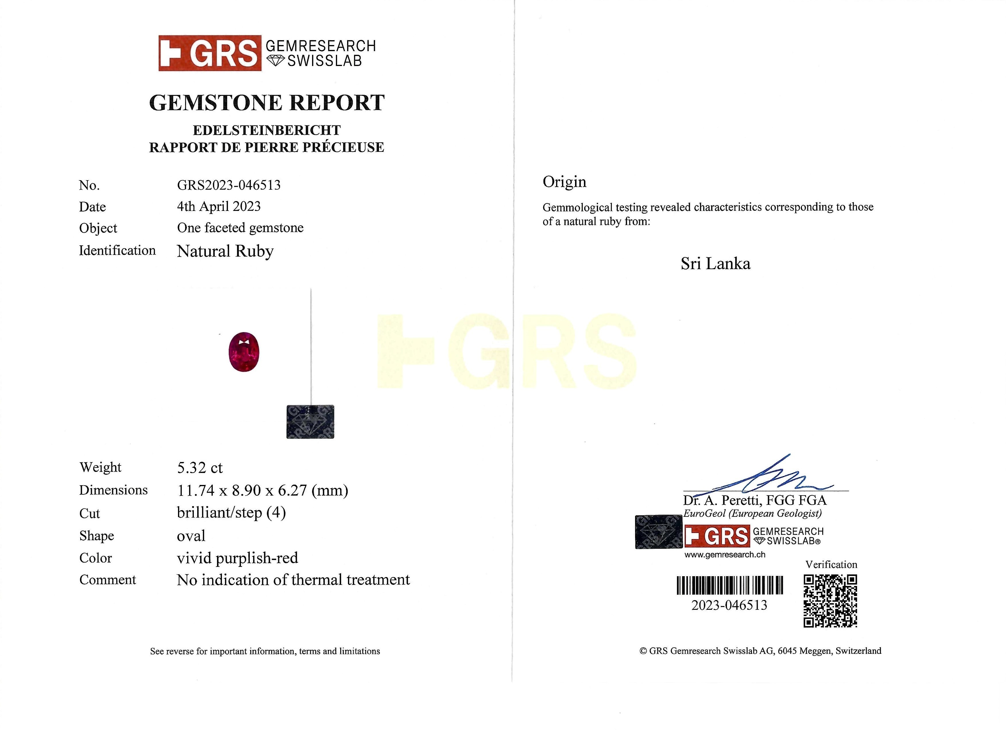 5.32 Ct. Ruby from Ceylon (Sri Lanka)