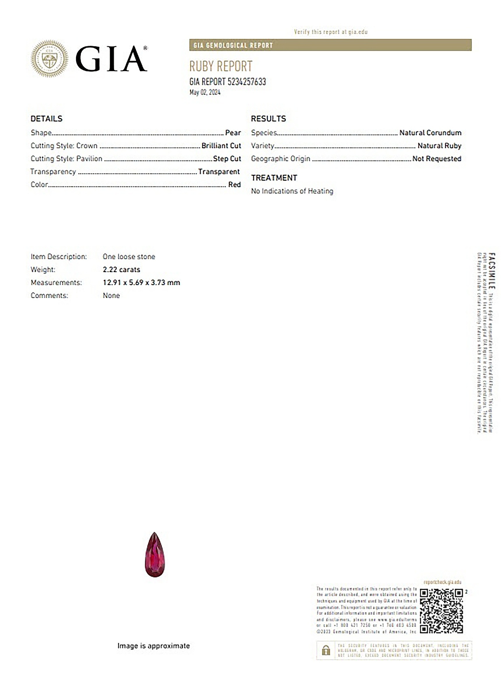 2.22 Ct. Ruby from Mozambique