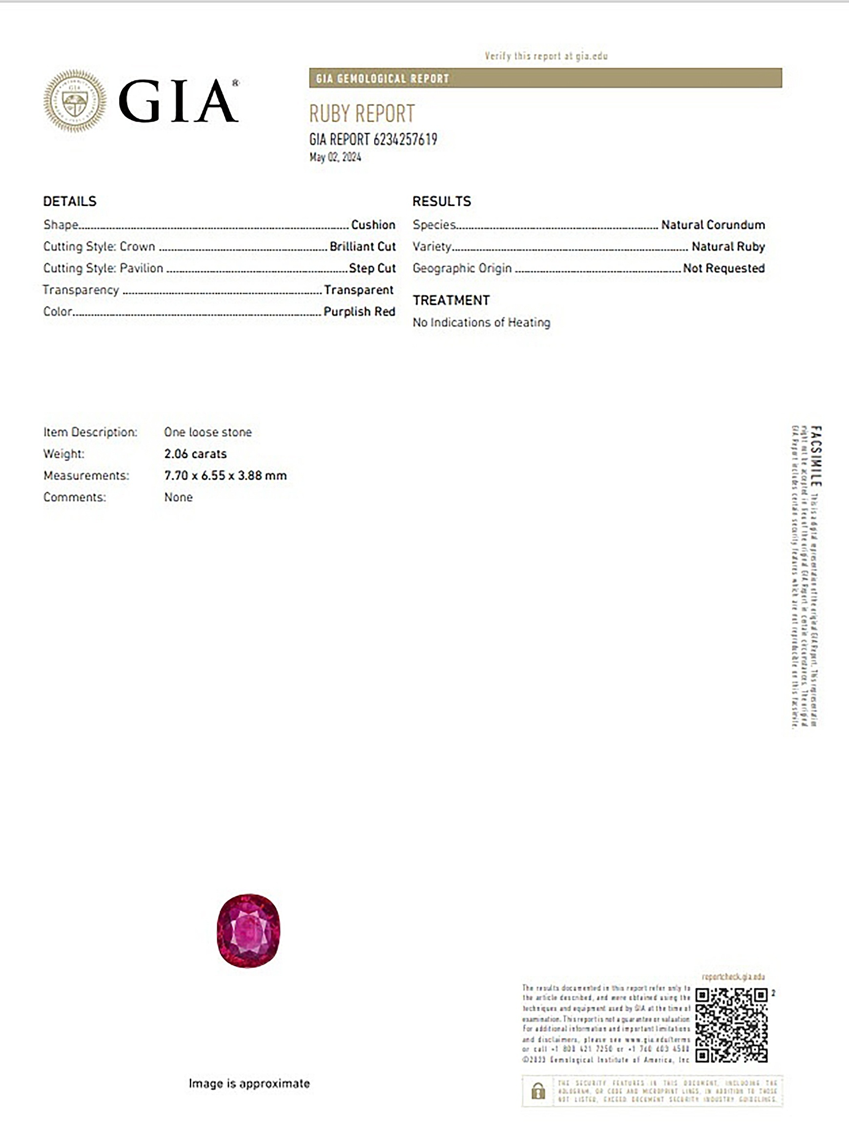 2.06 Ct. Ruby from Mozambique