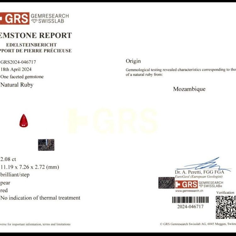 2.08 Ct. Ruby from Mozambique