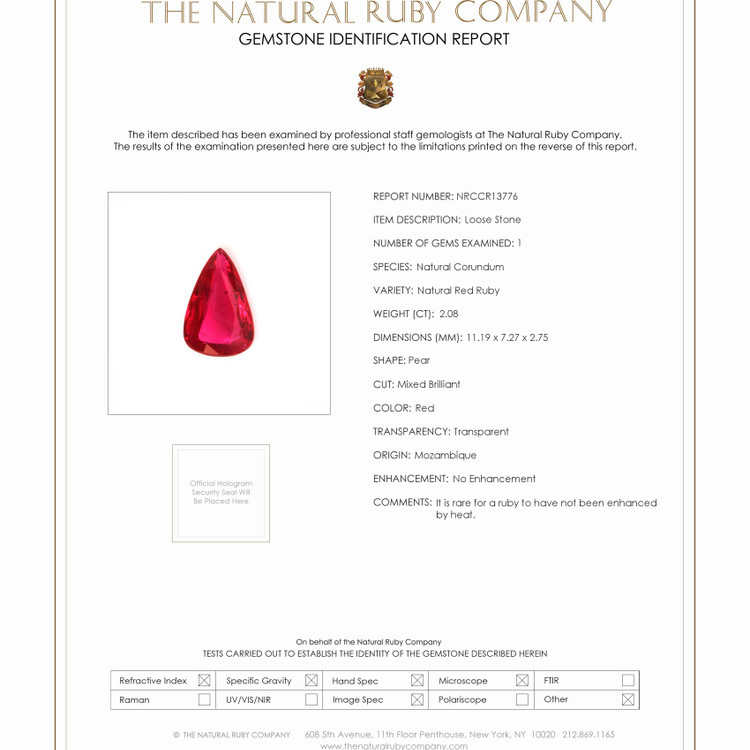 2.08 Ct. Ruby from Mozambique