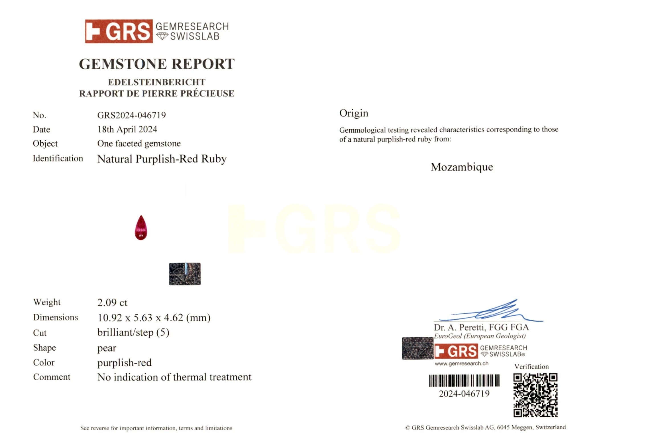 2.09 Ct. Ruby from Mozambique