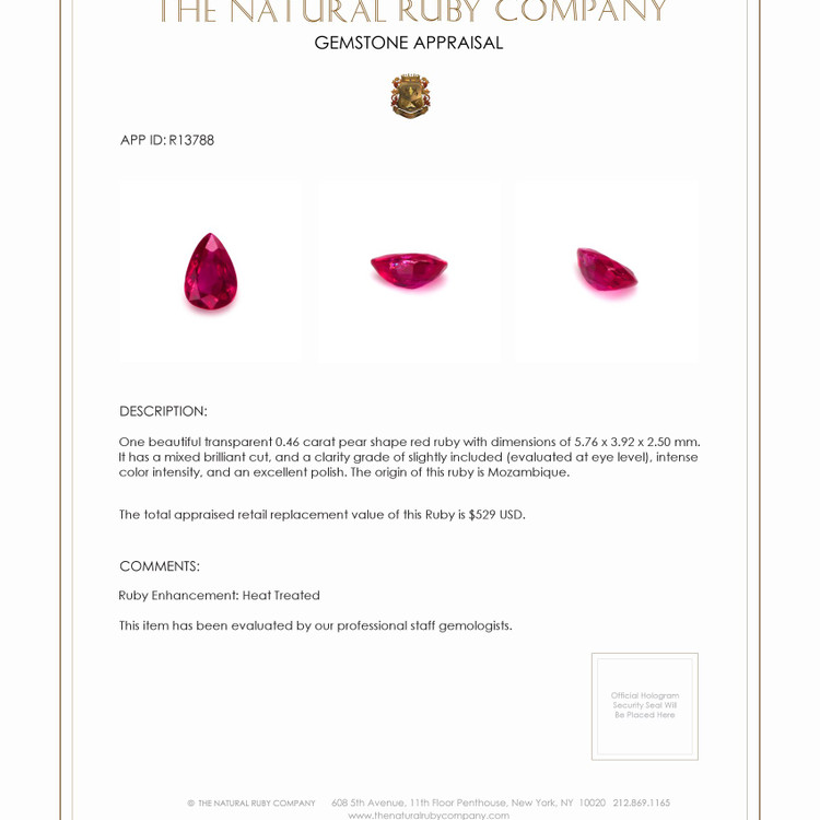 0.46 Ct. Ruby from Mozambique
