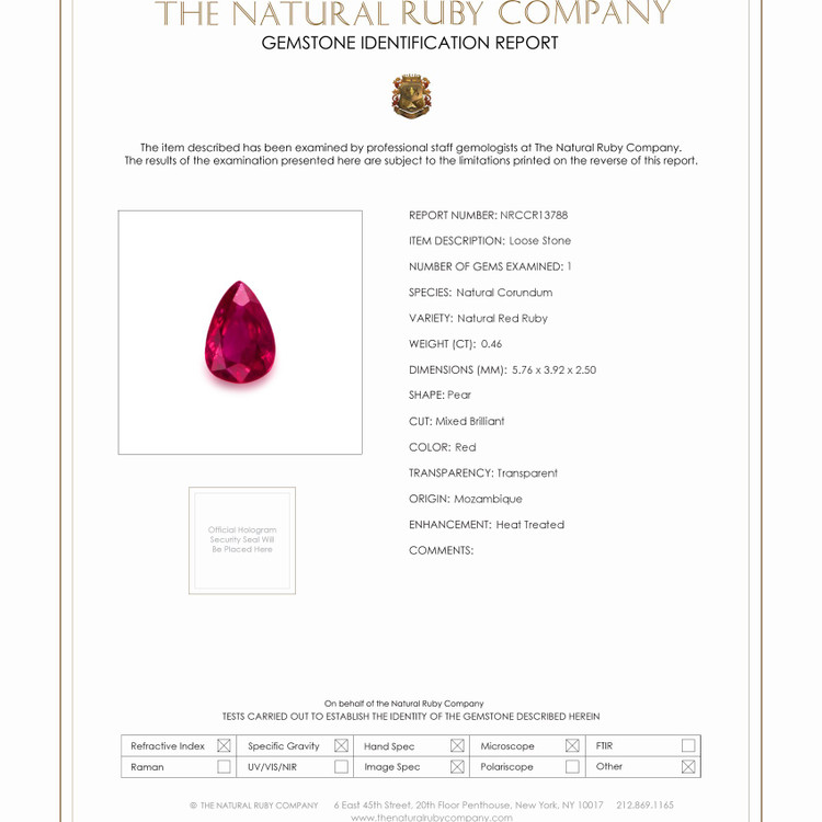 0.46 Ct. Ruby from Mozambique
