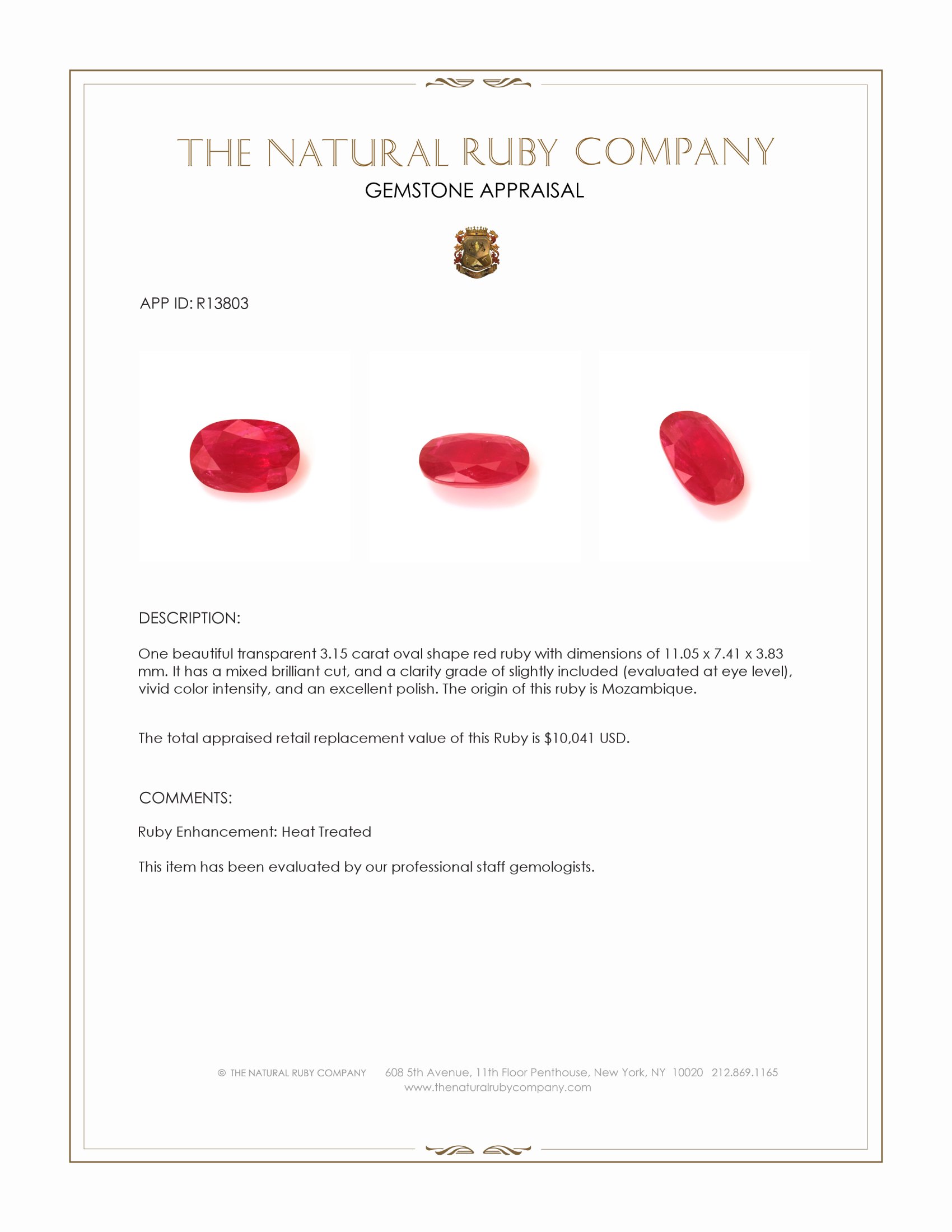 3.15 Ct. Ruby from Mozambique