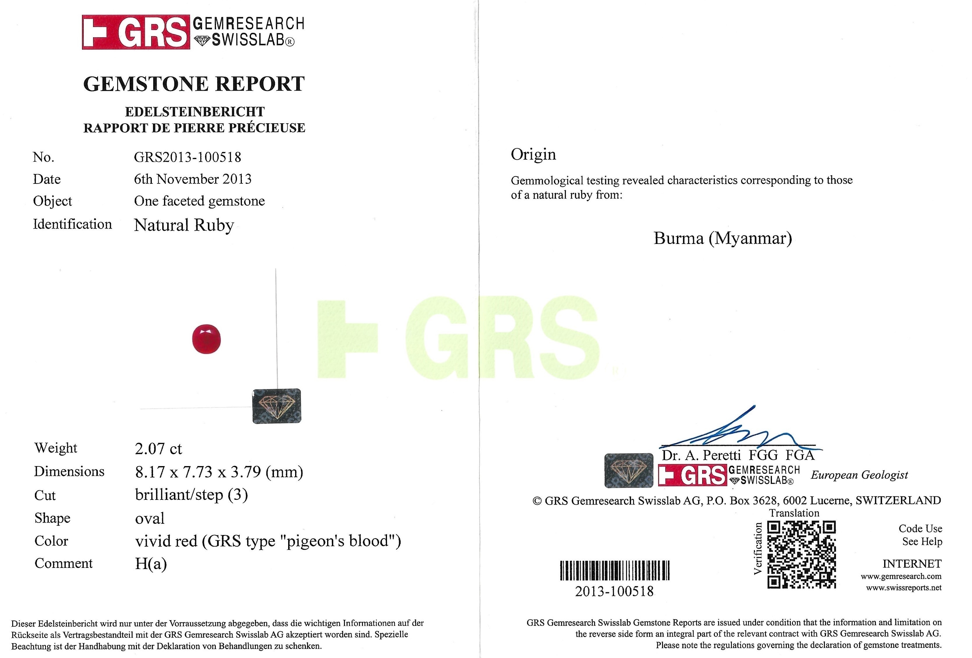 2.07 Ct. Ruby from Burma (Myanmar)