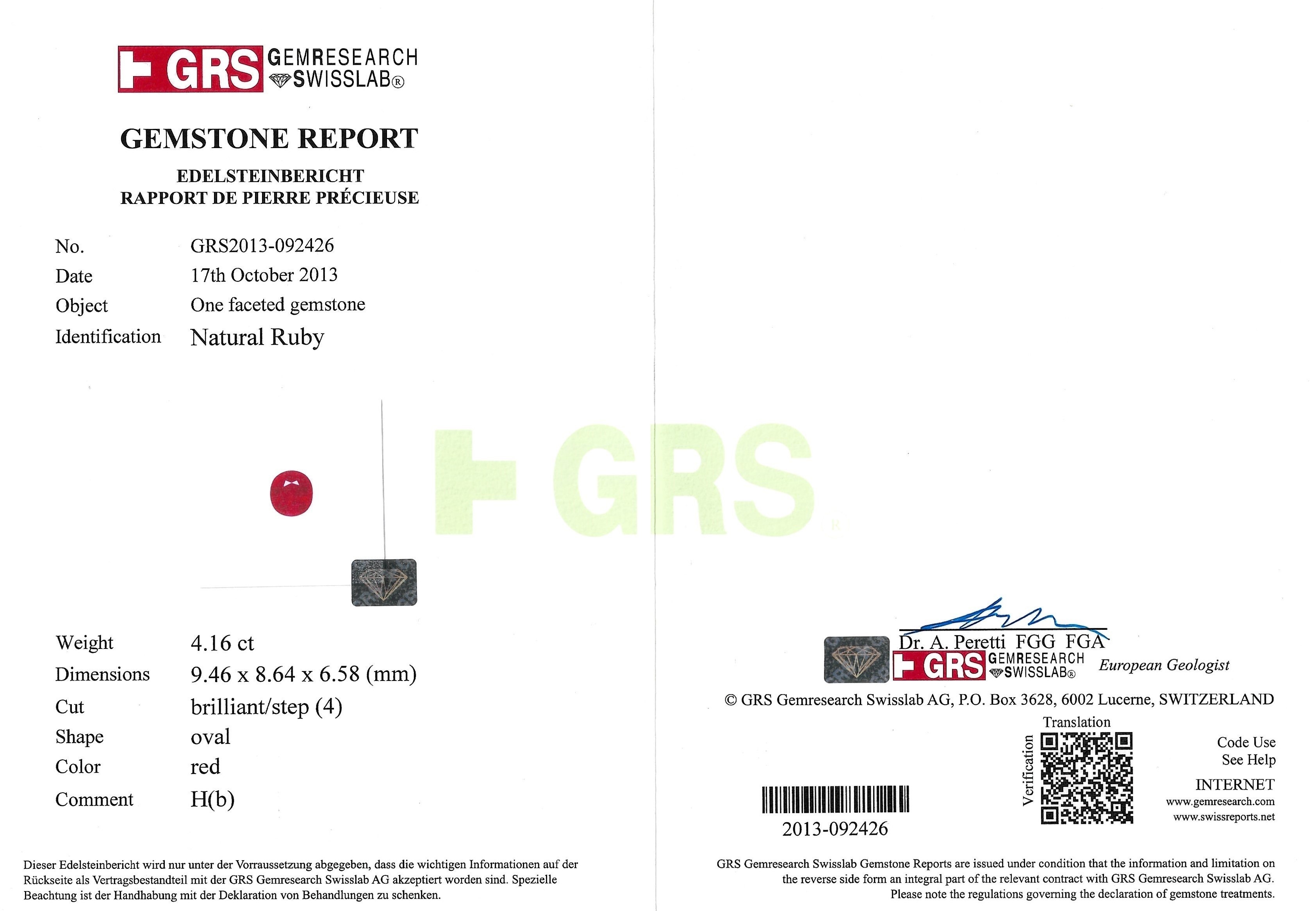 4.16 Ct. Ruby from Burma (Myanmar)