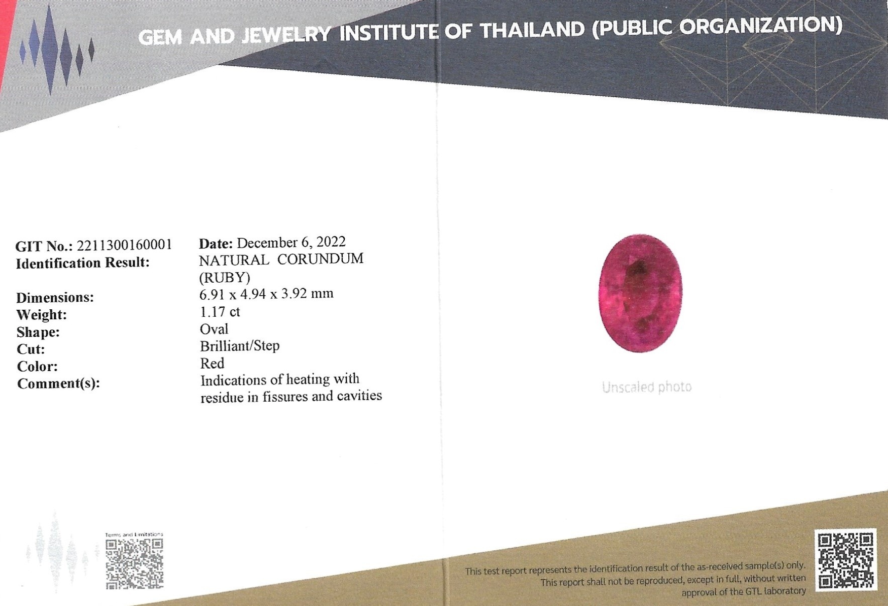 1.17 Ct. Ruby from Burma (Myanmar)