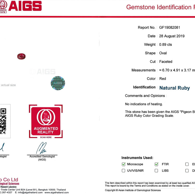 0.89 Ct. Ruby from Burma (Myanmar)