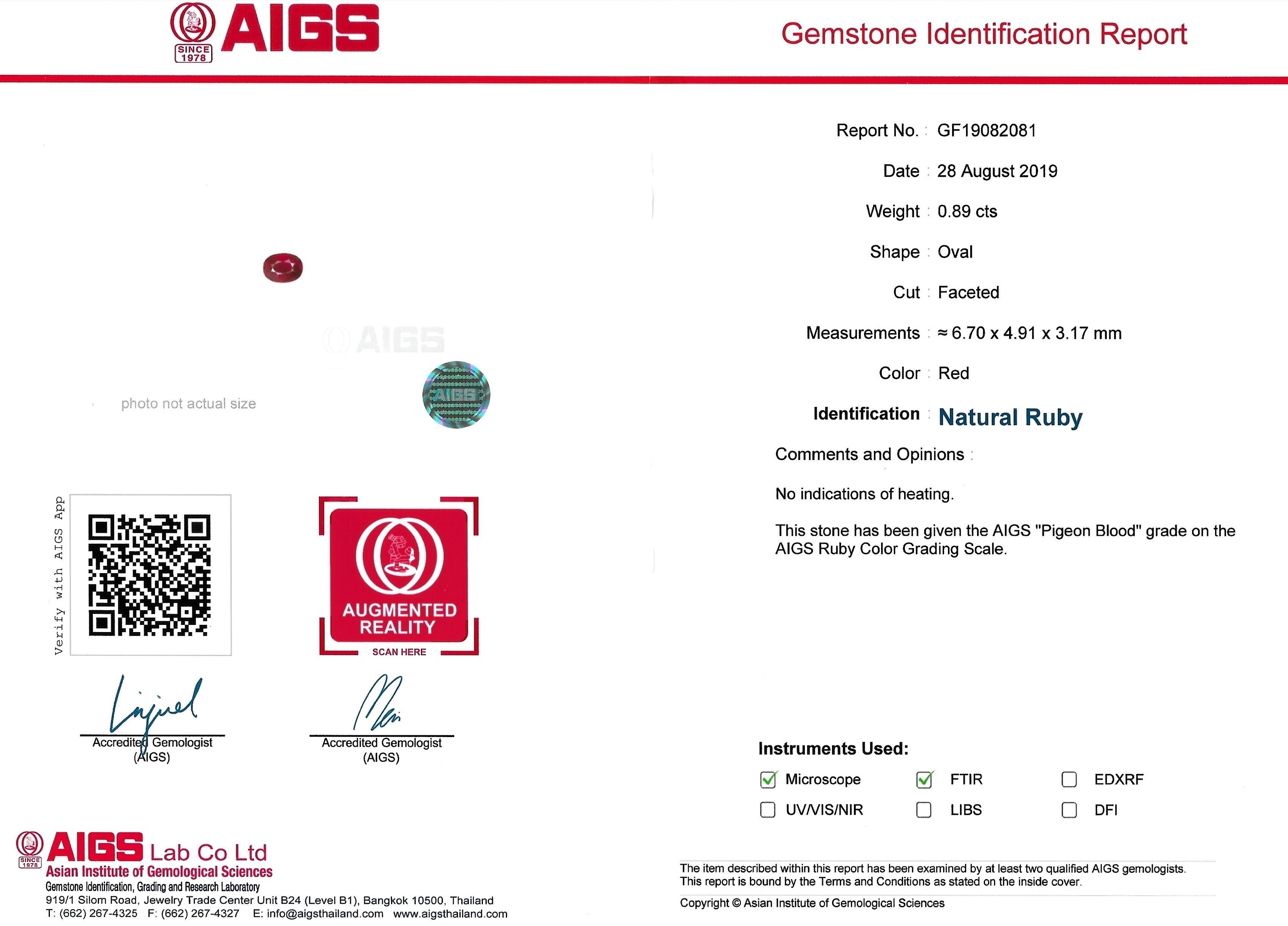 0.89 Ct. Ruby from Burma (Myanmar)