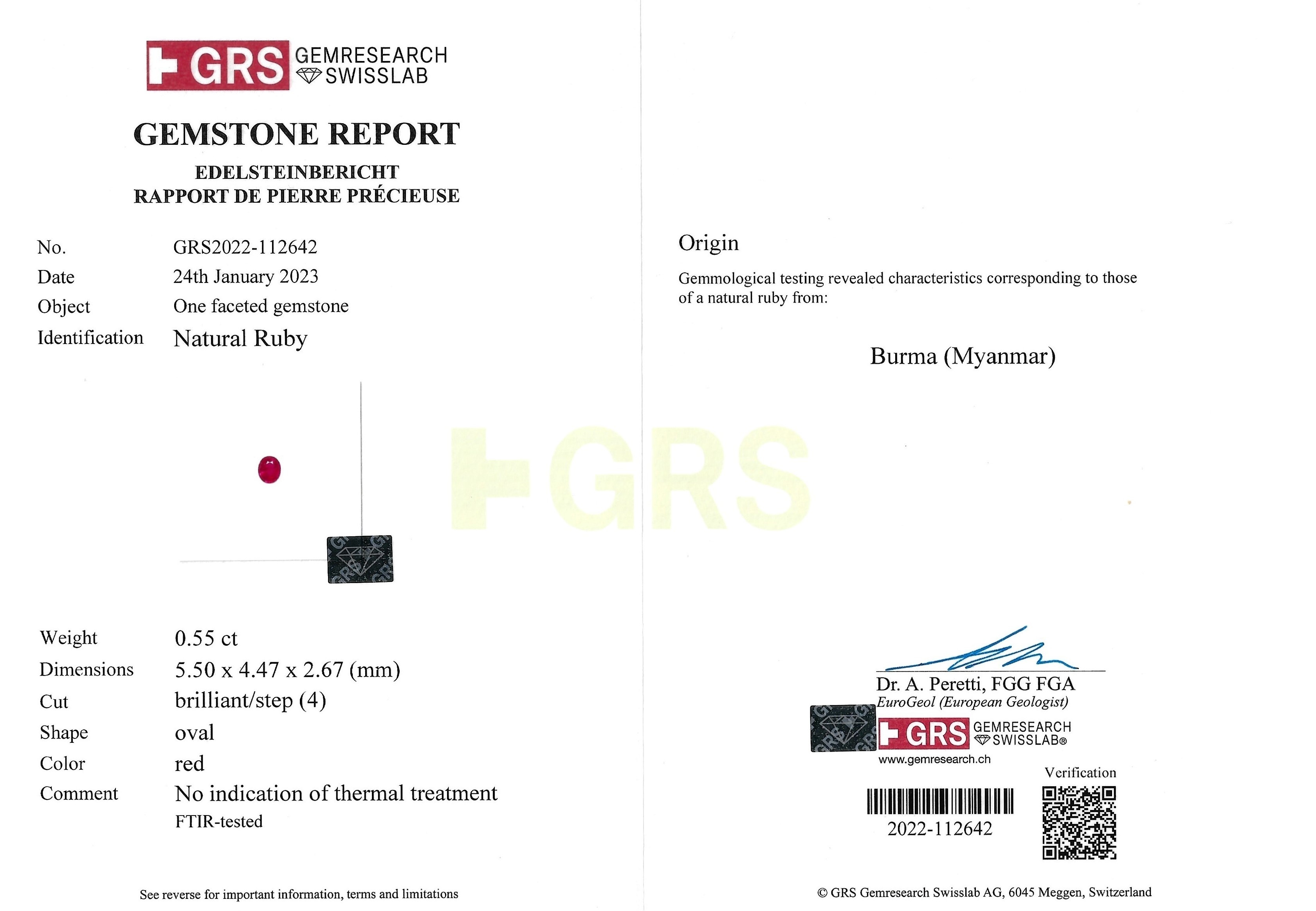 0.55 Ct. Ruby from Burma (Myanmar)