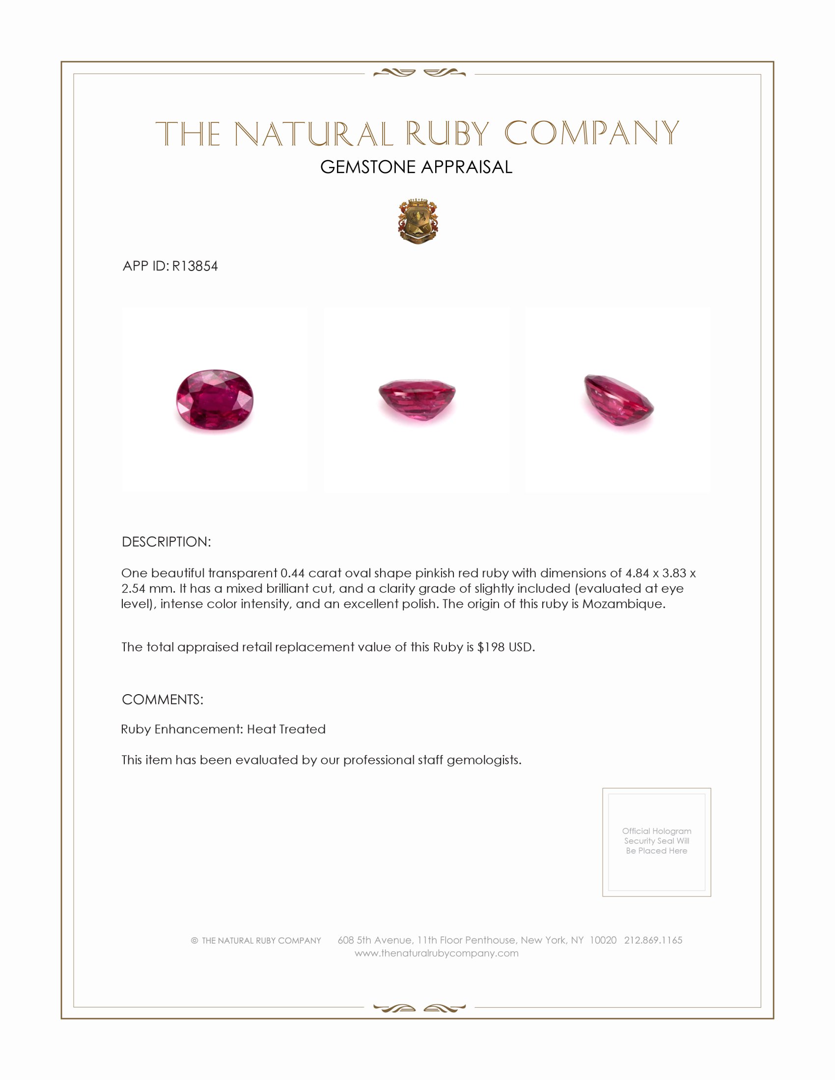 0.44 Ct. Ruby from Mozambique