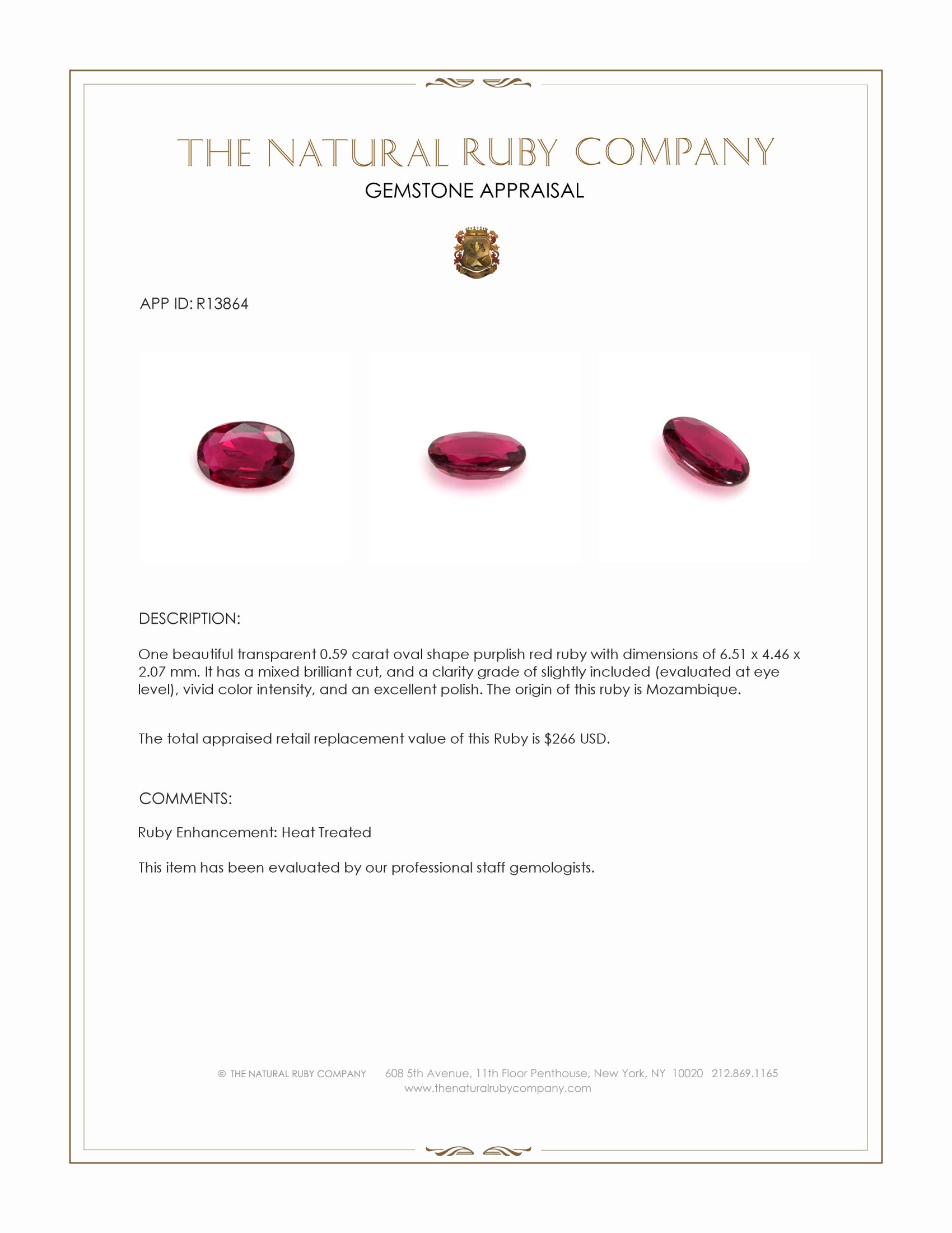 0.59 Ct. Ruby from Mozambique