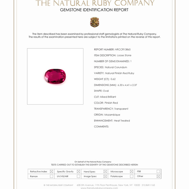 0.62 Ct. Ruby from Mozambique