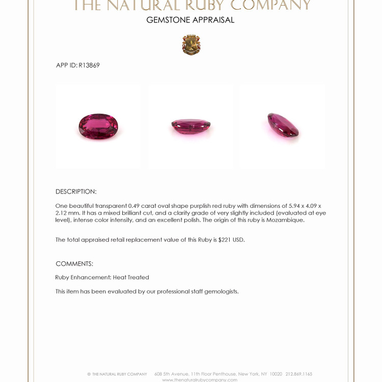 0.49 Ct. Ruby from Mozambique