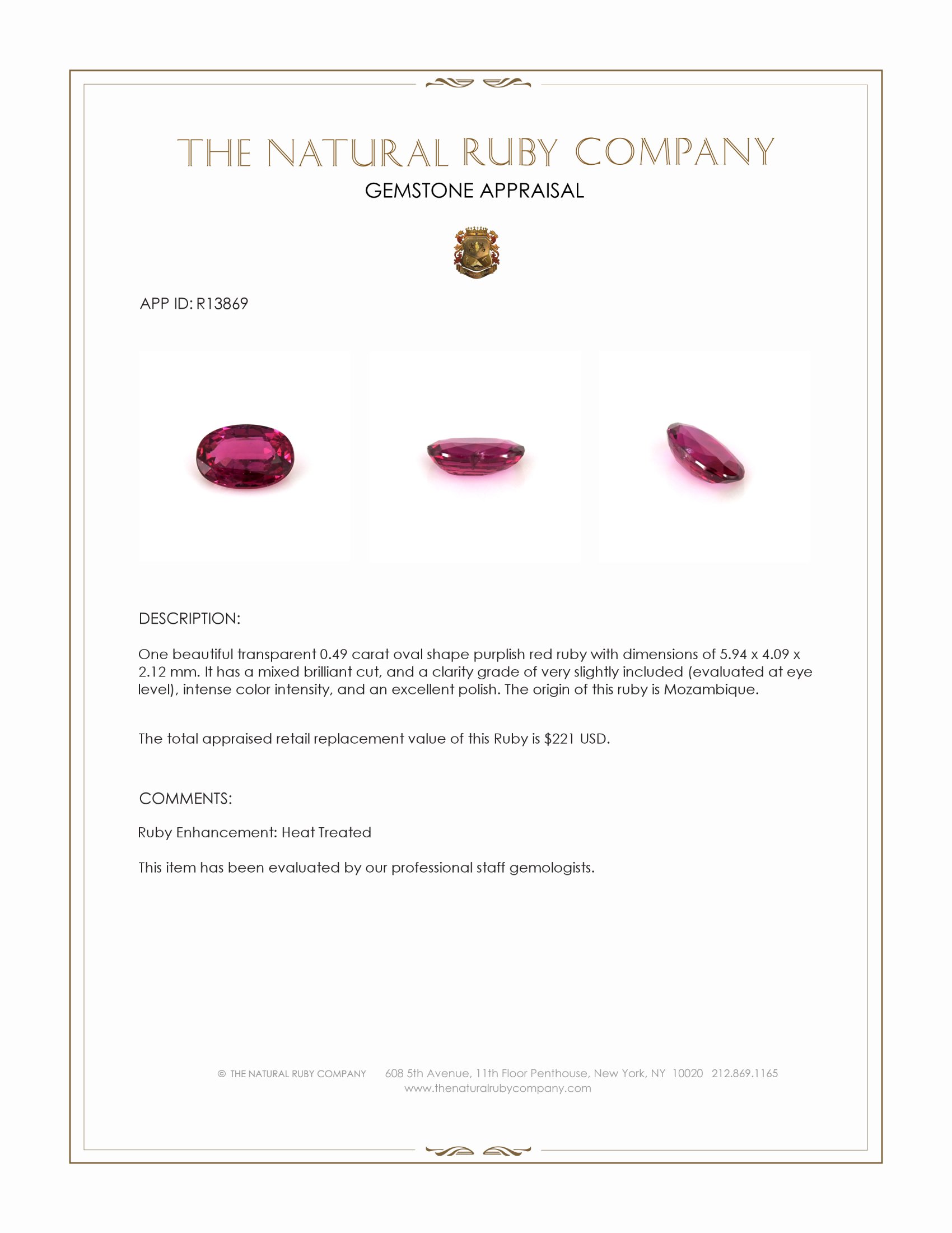 0.49 Ct. Ruby from Mozambique