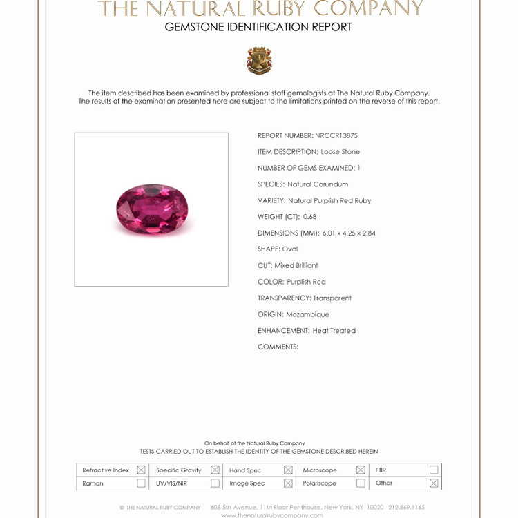 0.68 Ct. Ruby from Mozambique