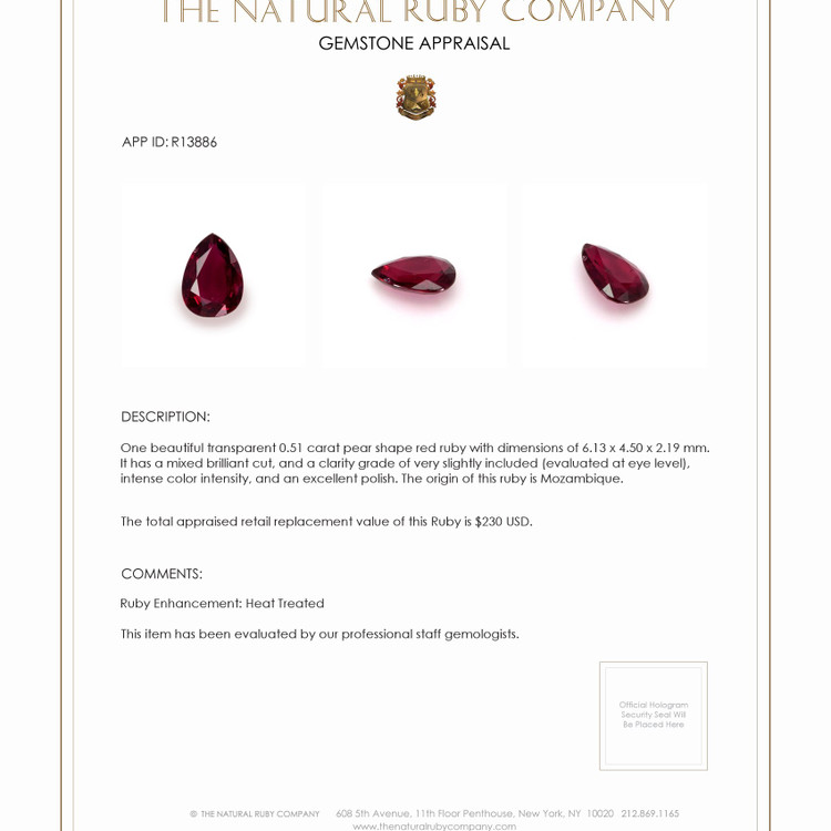 0.51 Ct. Ruby from Mozambique