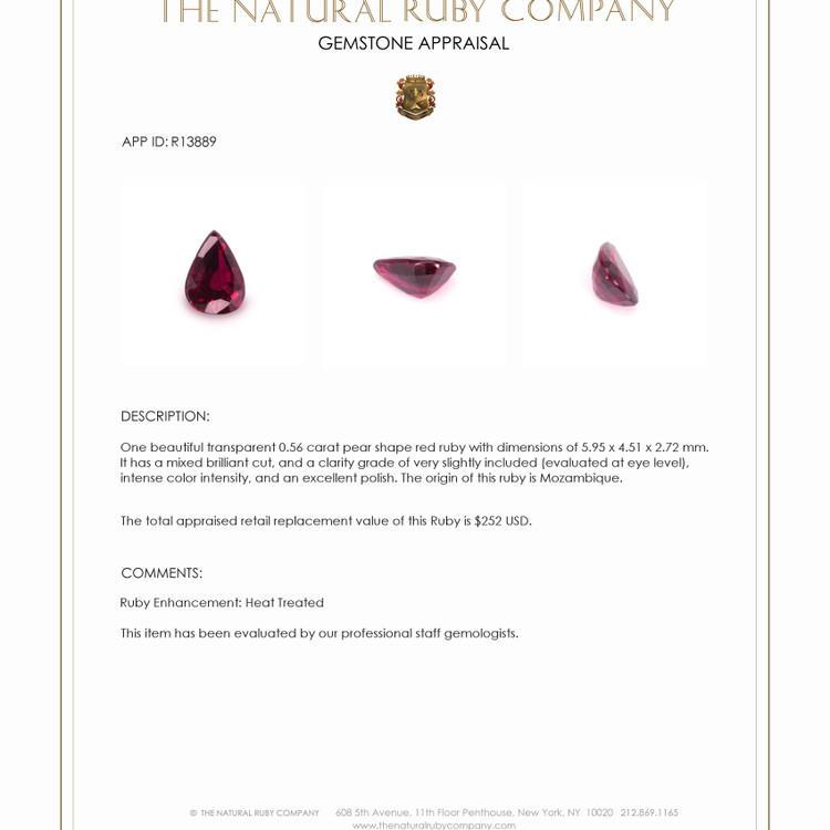 0.56 Ct. Ruby from Mozambique
