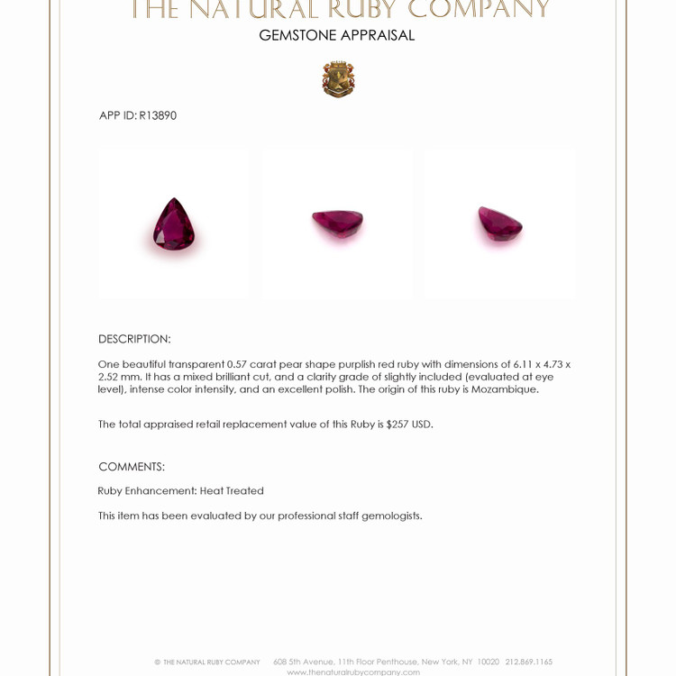 0.57 Ct. Ruby from Mozambique