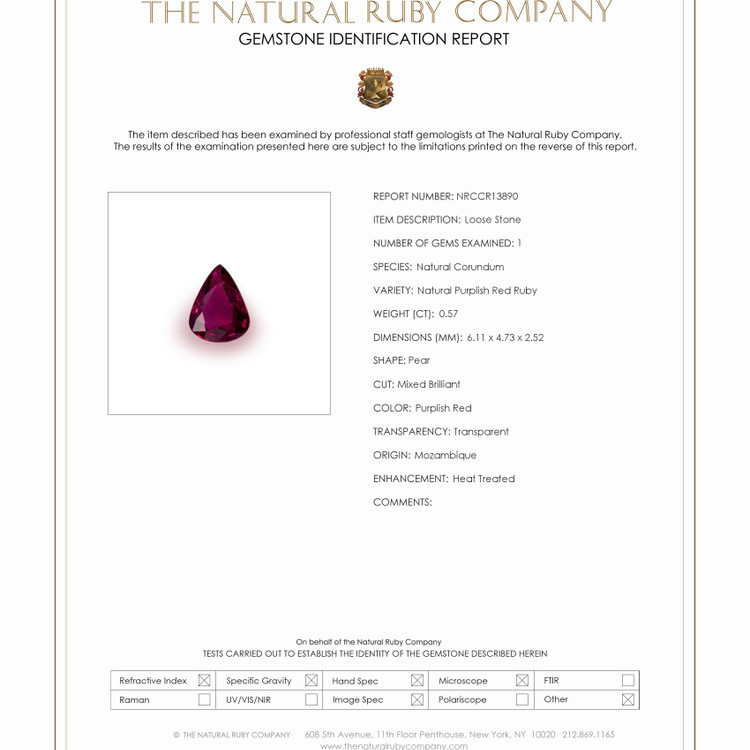 0.57 Ct. Ruby from Mozambique