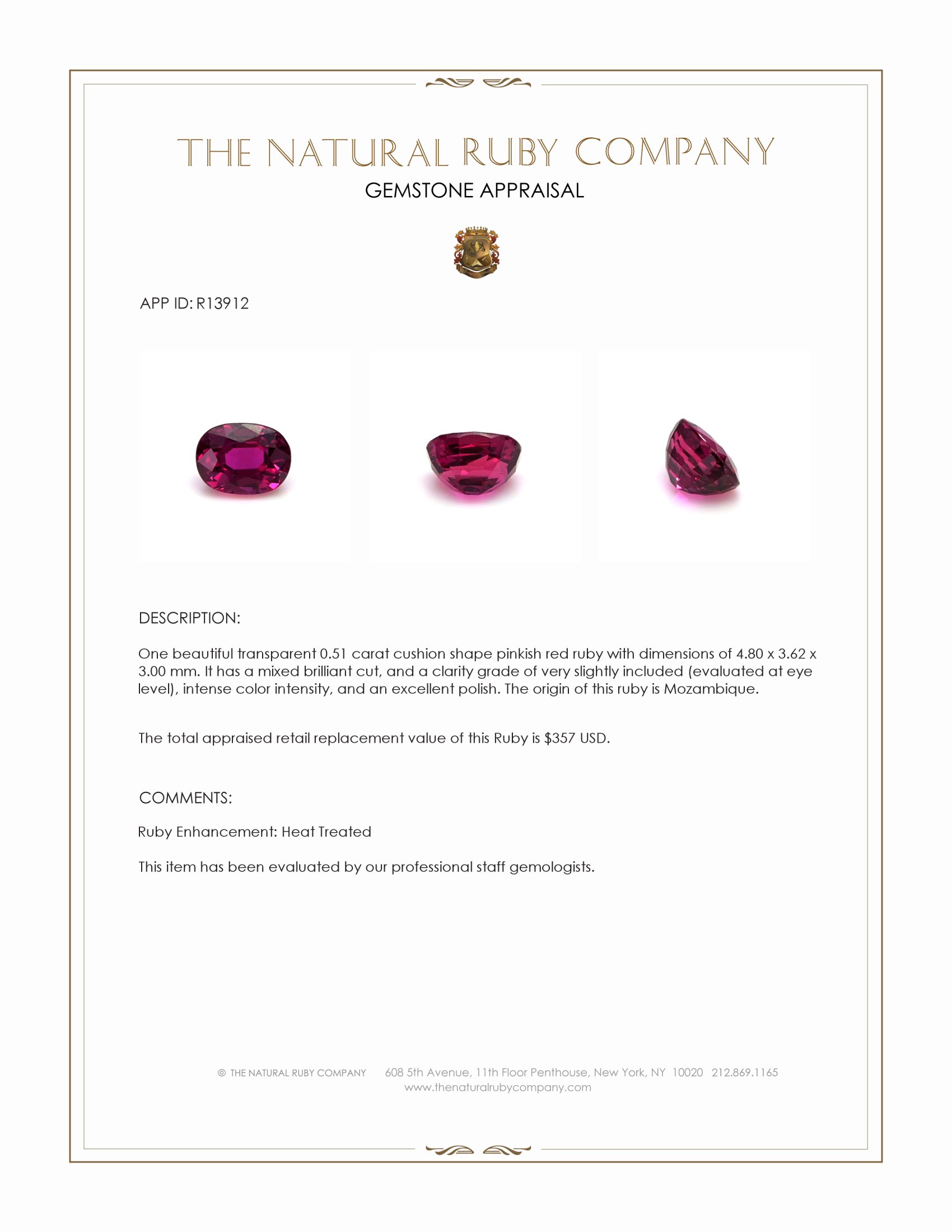 0.51 Ct. Ruby from Mozambique