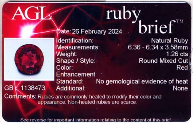 1.26 Ct. Ruby from Mozambique