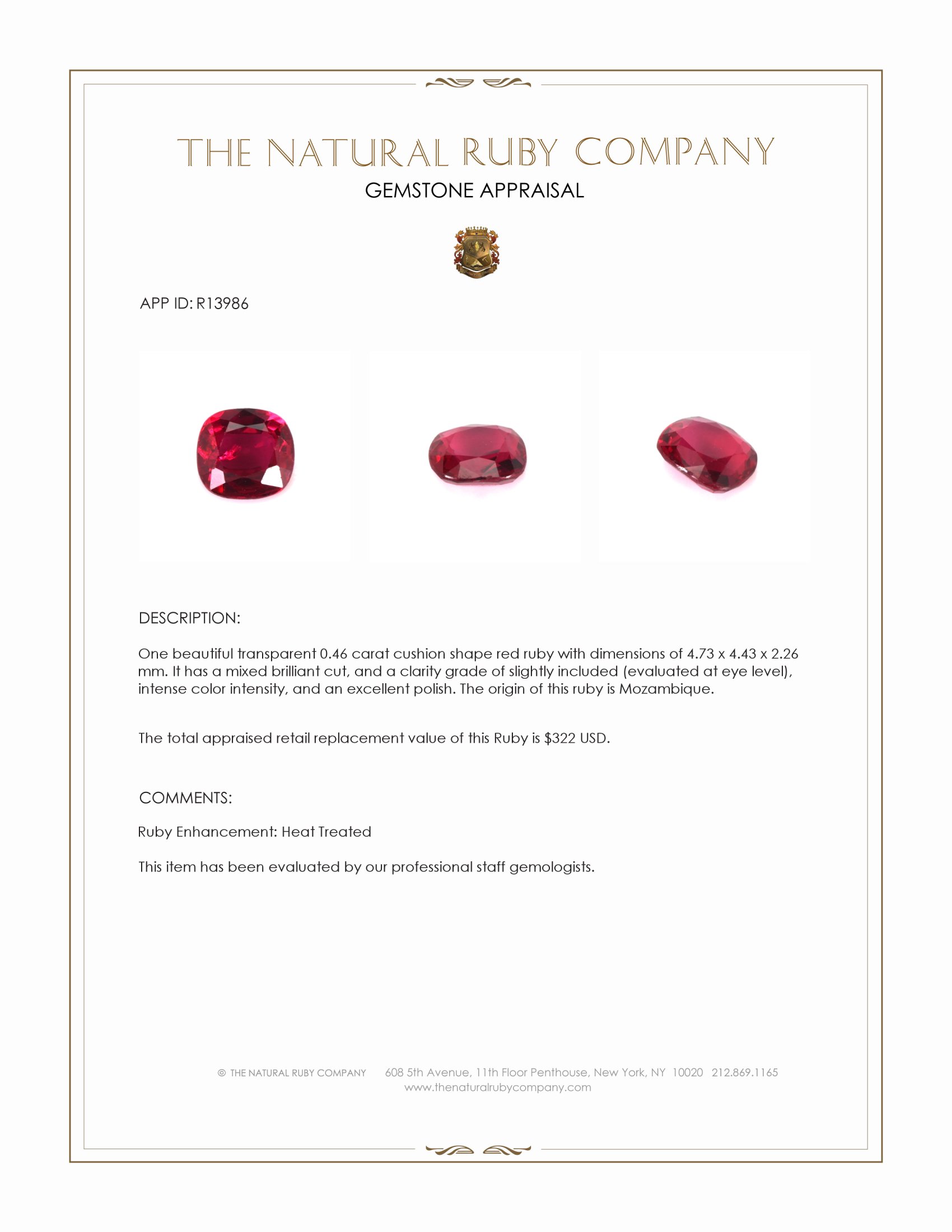0.46 Ct. Ruby from Mozambique