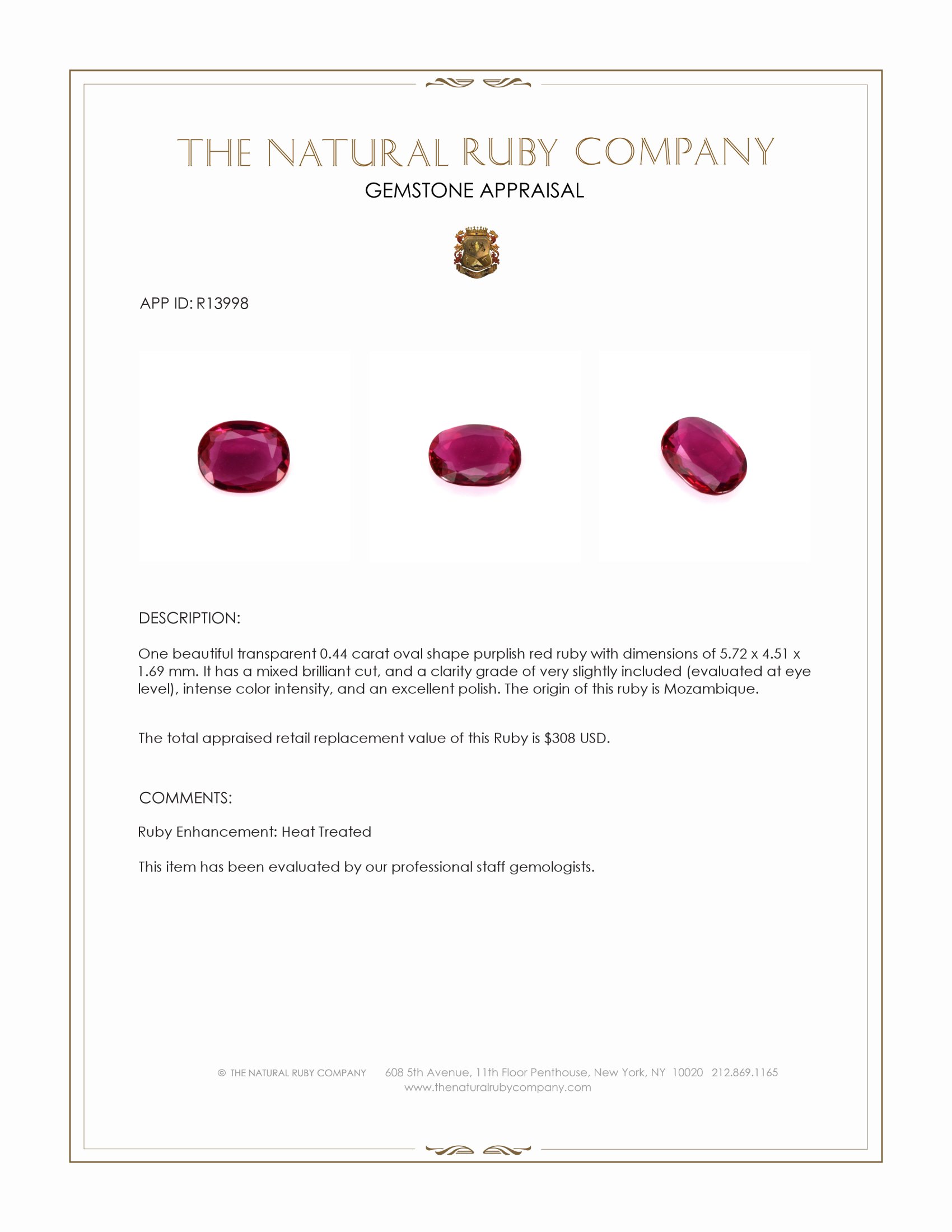 0.44 Ct. Ruby from Mozambique