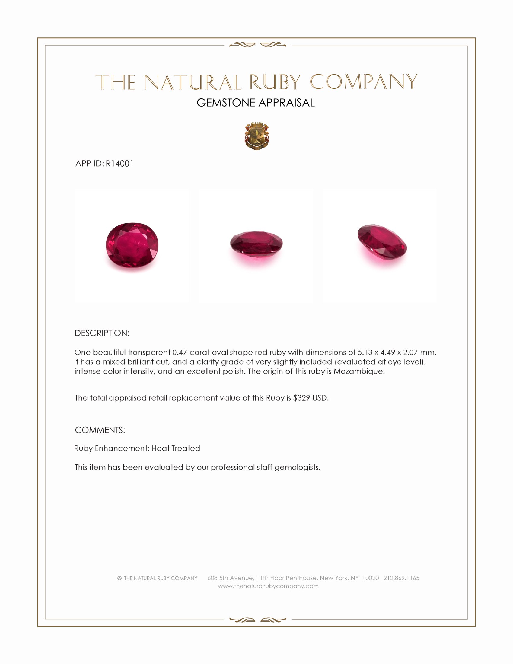 0.47 Ct. Ruby from Mozambique